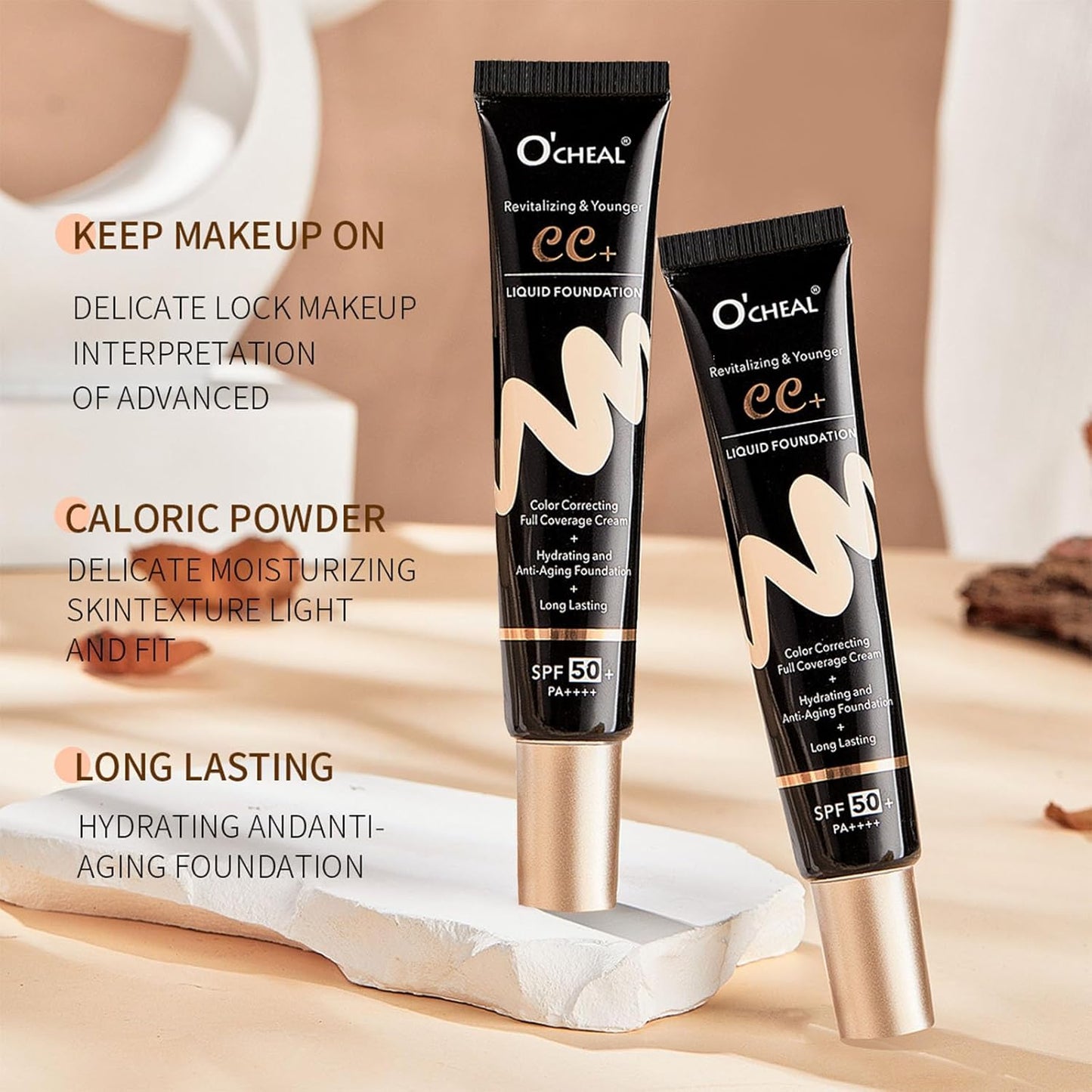 CC Cream Tinted Moisturizer with SPF 50, Color Correcting CC Cream, CC Cream Foundation Full Coverage Correcting Skin Tone, Cover Blemish, Hydrating & Long-Lasting Matte CC Cream (Natural)