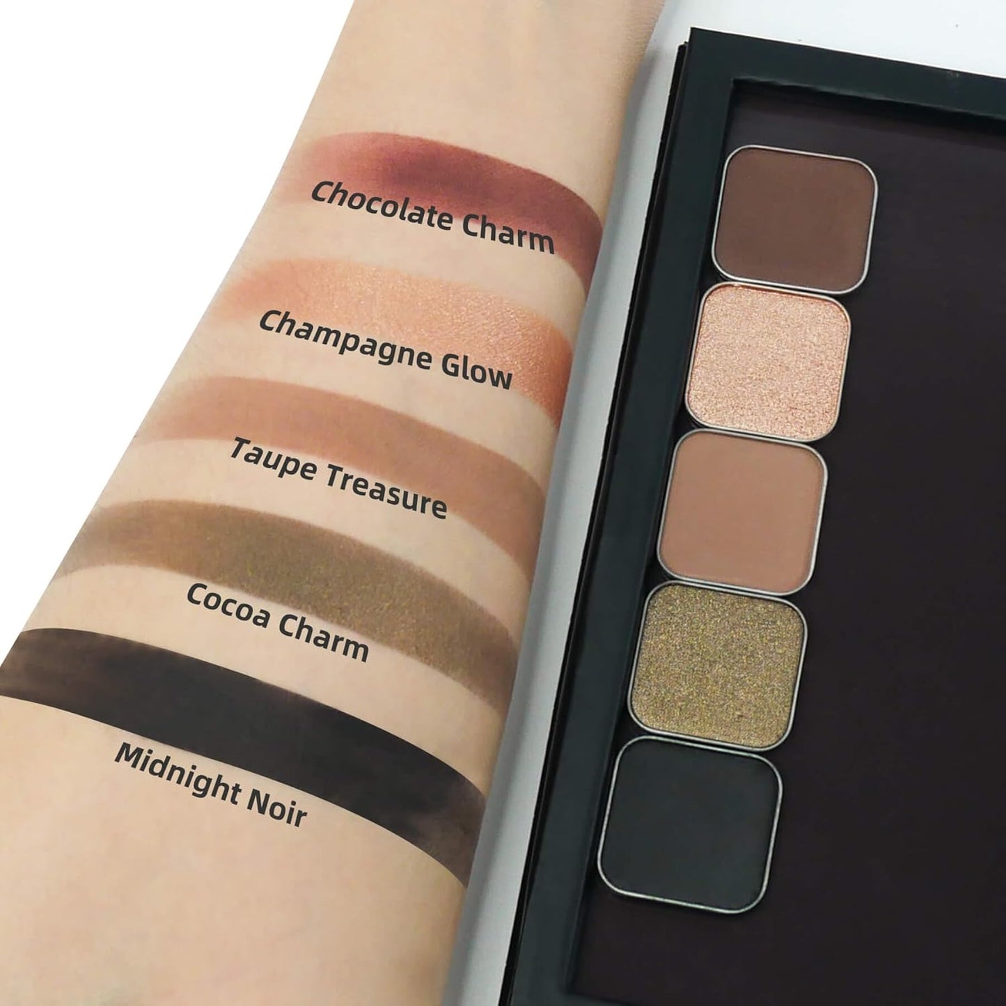 Magnetic Single Shimmer Champagne Eyeshadow with Metal Pan, Pressed Powder Eyeshadow Refill Pan, Pastel Highlight Shadow for Empty Magnetic Palette (Champagne Glow)