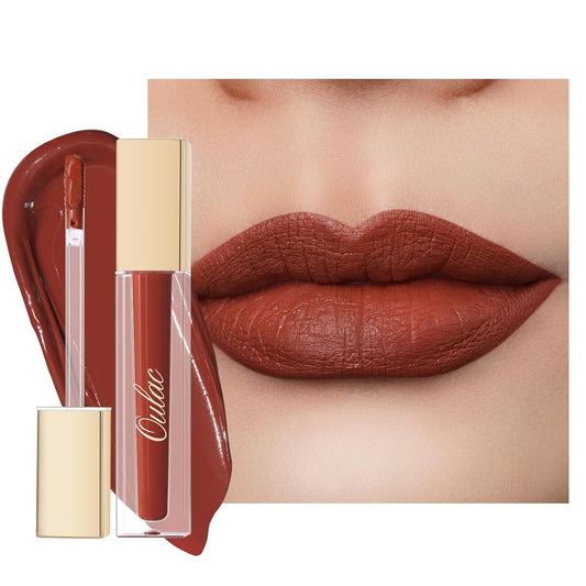 Oulac Matte Liquid Red Lipstick for Women, Orange Tone Red Long Lasting Lipstick, Waterproof Lip Stain, No Transfer, Creamy High Pigmented Formula with Vitamin E, Vegan & Cruelty-Free M21