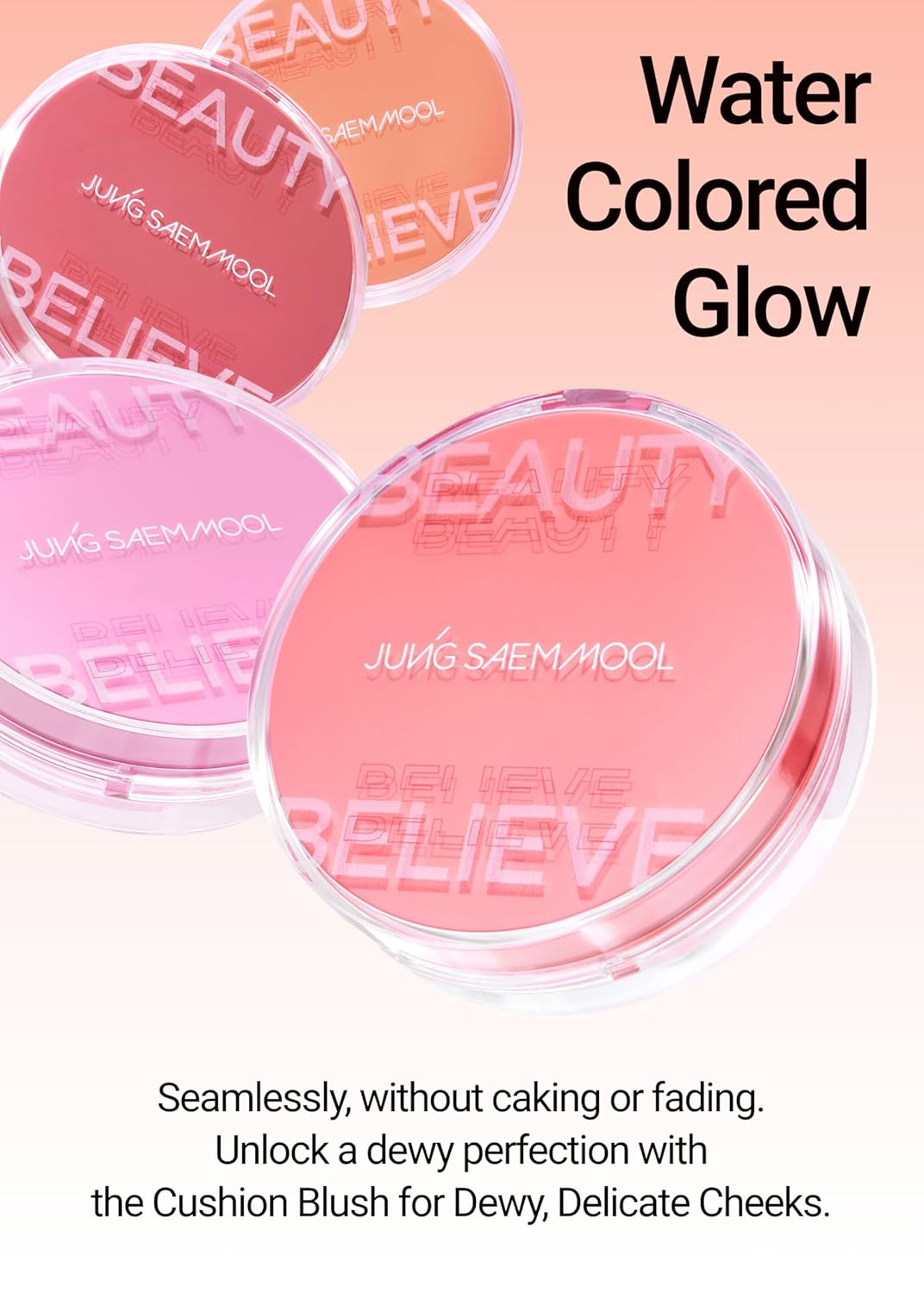 JUNGSAEMMOOL Artist Cushion Blush (Dewy Coral) | Easy to Blend, Lightweight, Hydrating Korean Makeup Cushion Blush for Dewy & Glowing Cheeks