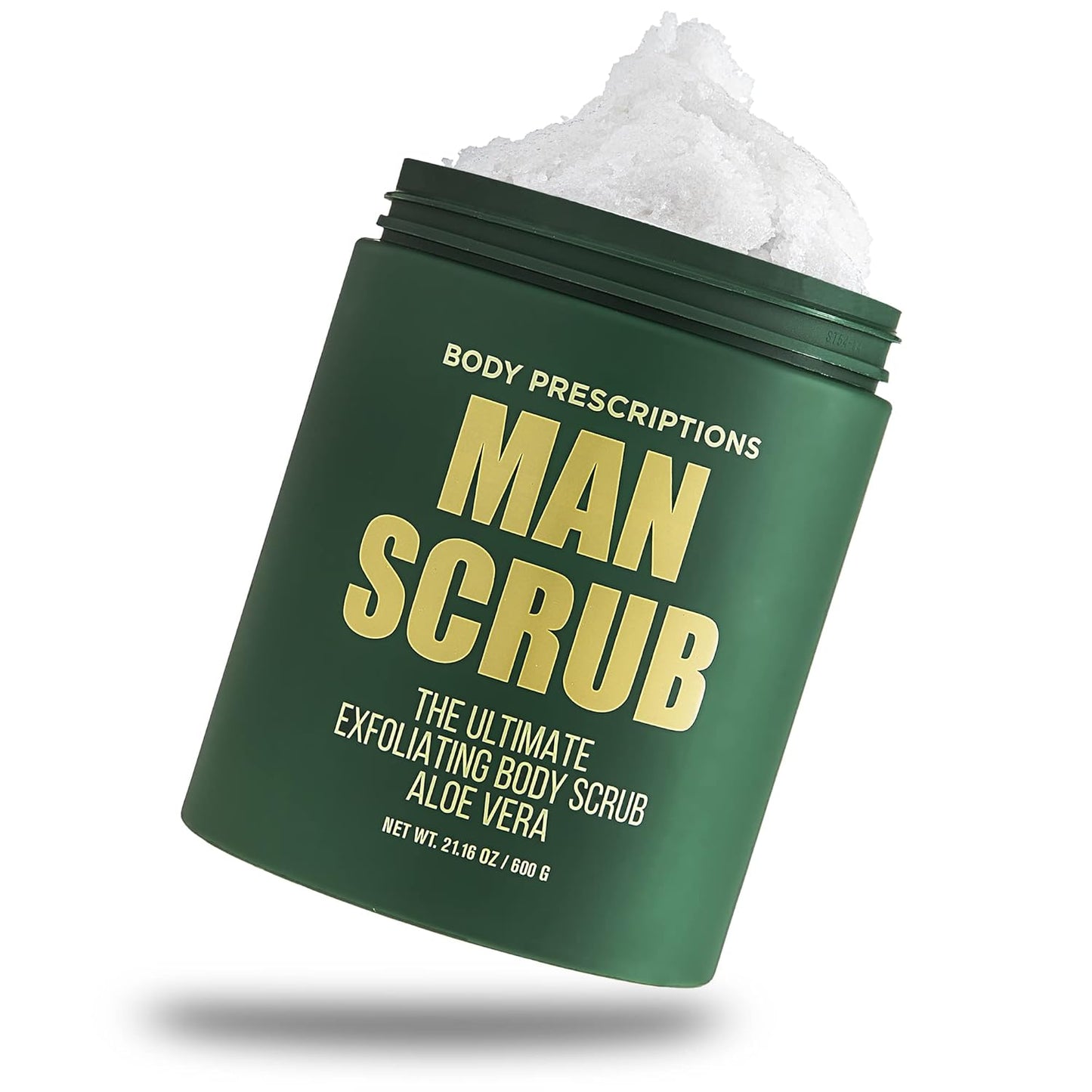 Body Prescriptions Men’s Exfoliating Body Scrub – Ultimate Skin Cleansing Wash in Jar with Twist-Top Lid, For All Skin Types, 21 Ounce (Pack of 4), Aloe Vera