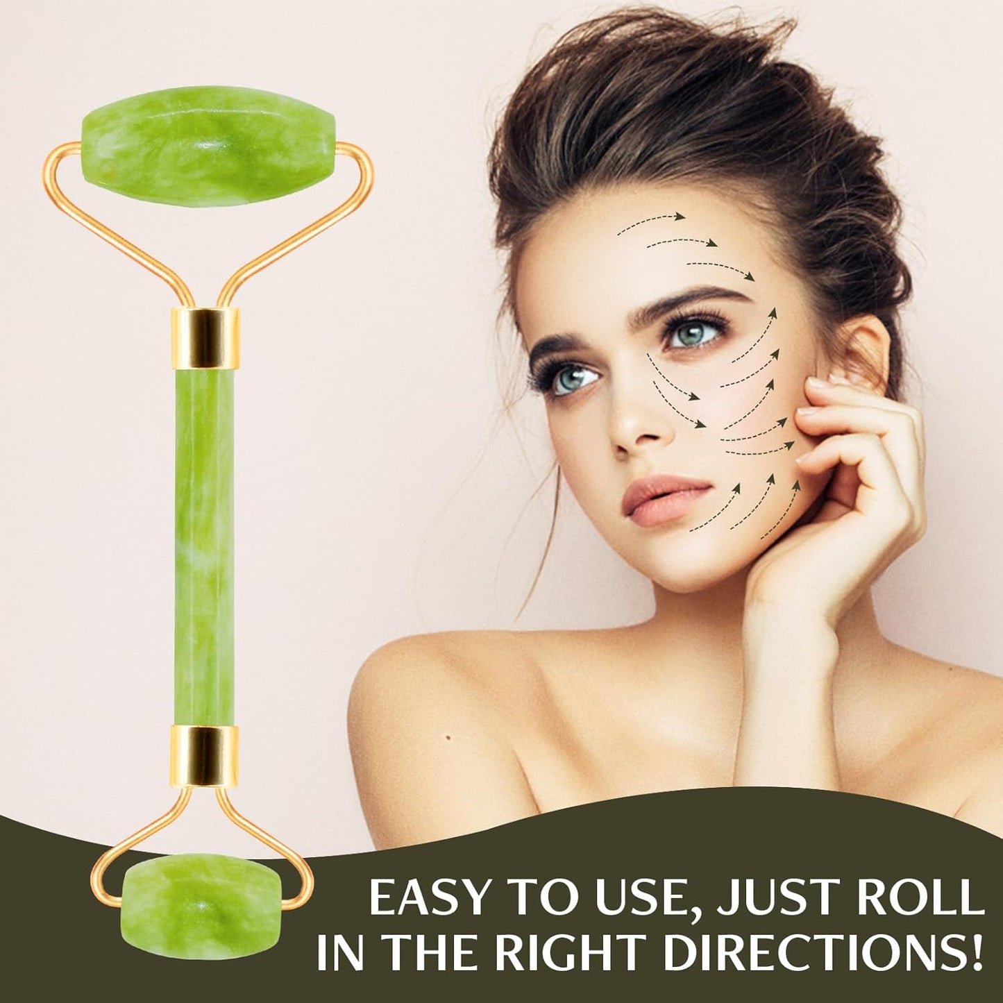 Jade Roller & Gua Sha Facial Tools, Natural Anti-Aging Jade Beauty Skin-Care Tool Face Roller to Rejuvenate Facial Skin Cooling, Slimming & Firming, Great as Stocking Stuffers