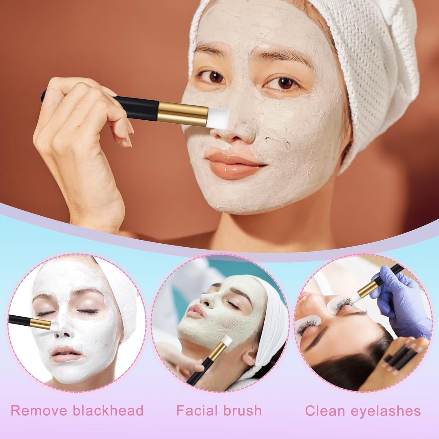 50PCS Lash Shampoo Bottles Brushes Set, Empty Lash Shampoo Bottle, Lash Cleaning Brush, Eyelash Extension Tube Brush, Instructions Cards, Aftercare Bags for Lash Business Clients (50pcs in black)