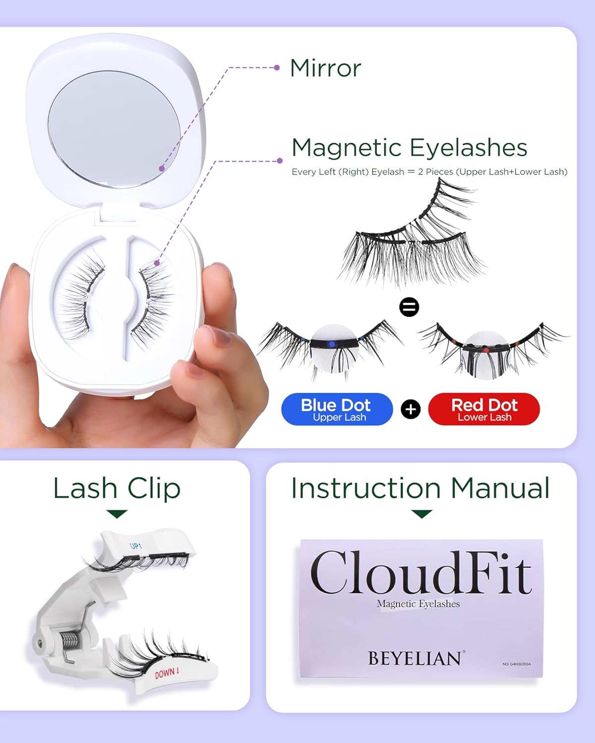 BEYELIAN Magnetic Eyelashes with Applicator Kit, Reusable Natural Look 3D Lashes, Easy Apply Soft Upgrade Magnetic Lashes for Eye Makeup (Lightweight &Reusable)