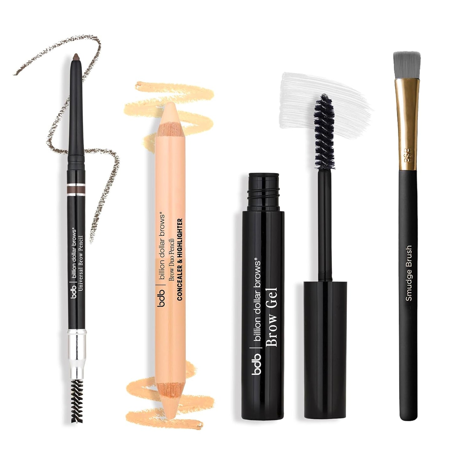 Billion Dollar Brows Best Sellers Kit, Includes Universal Brow Pencil, Brow Duo Pencil, Brow Gel and Smudge Brush for Perfectly Defined Brows