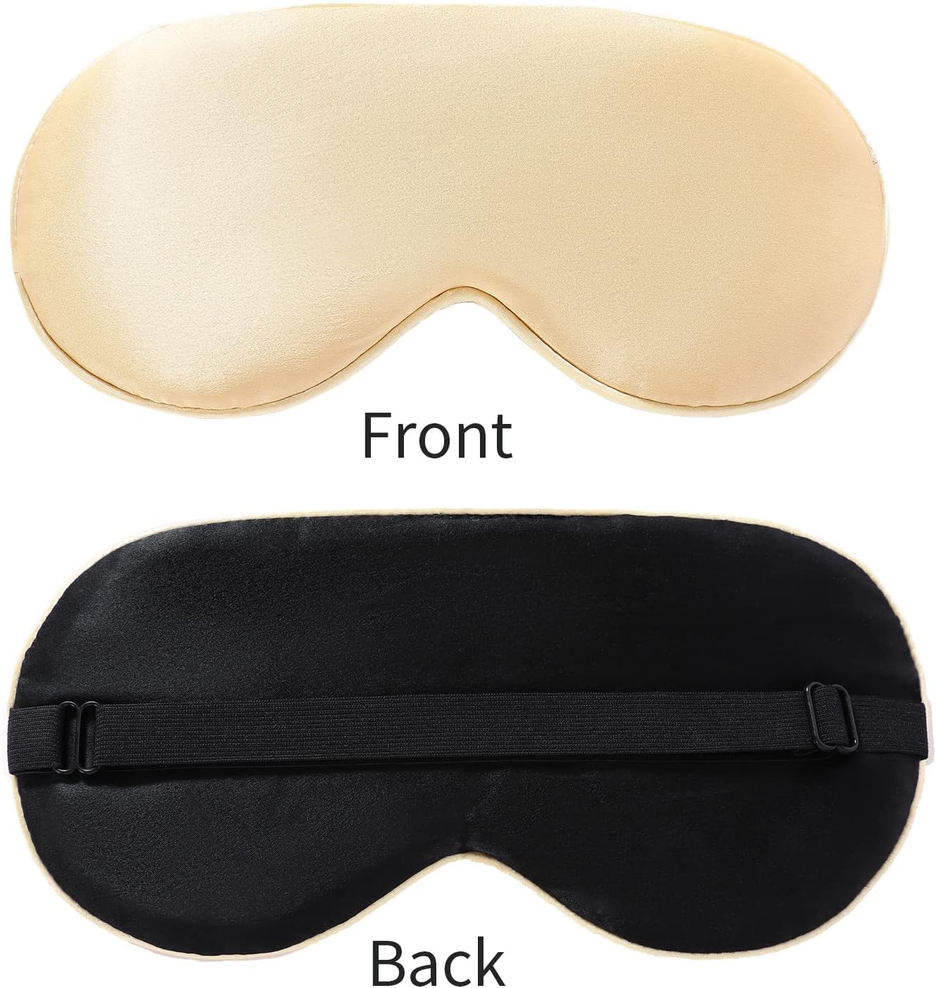 2-Pack 100% Real Natural Silk Eye Mask, Silk Sleeping Mask, Shade Puffy Eye Gift with Adjustable Straps, Sleep Eye Mask, SHJINJU Eye Mask Shade (Black and Champagne)