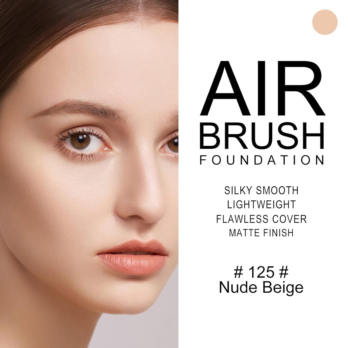 KYDA AirBrush Foundation Spray, Silky Foundation Mist Makeup, Flawless Coverage for Smooth Creamy Nude Finish, Breathable Blendable Lasting Formula, by Ownest Beauty-#125 Nude Beige
