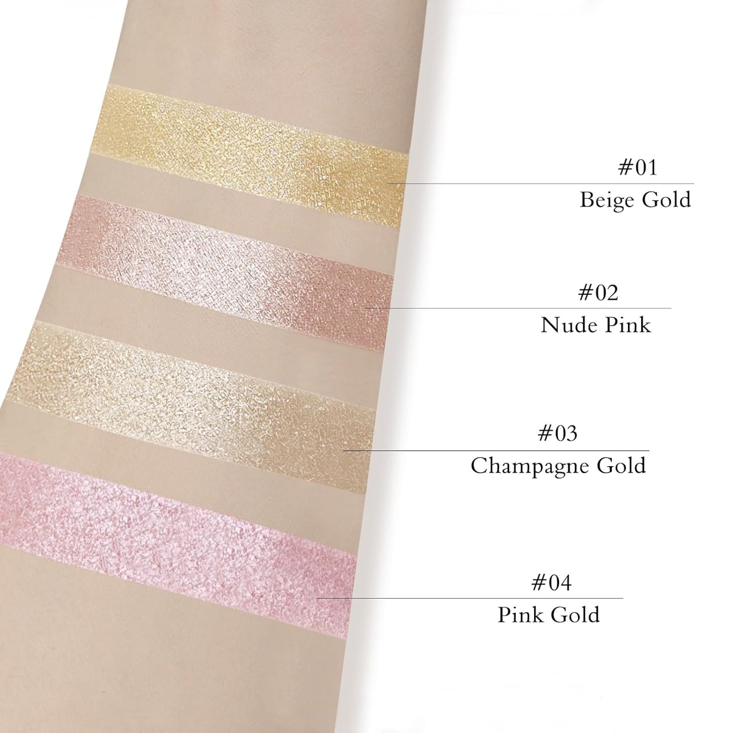 Highlighter Makeup Palette Shimmer Contour Palette Powder for Brighten Face Contour Gold Cheek Highlight Makeup, Long Lasting Highlighter Powder with Mirror for Illuminator Makeup (NUDE PINK)