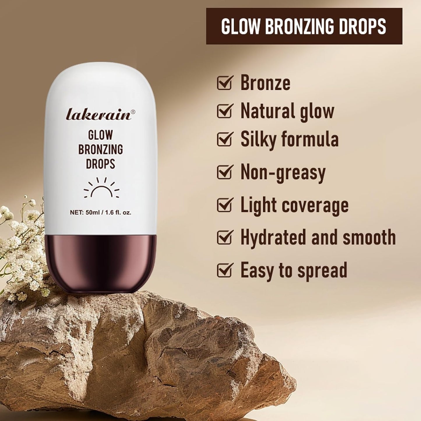 Bronzing Drops For Face, Liquid Bronzer Glow Drops, Face Body Shimmer Glow Illuminator, Nourishing Skincare Bronzer Shimmer Oil, Waterproof Moisturizing Body Highlighter(01 Champagne Shimmer)