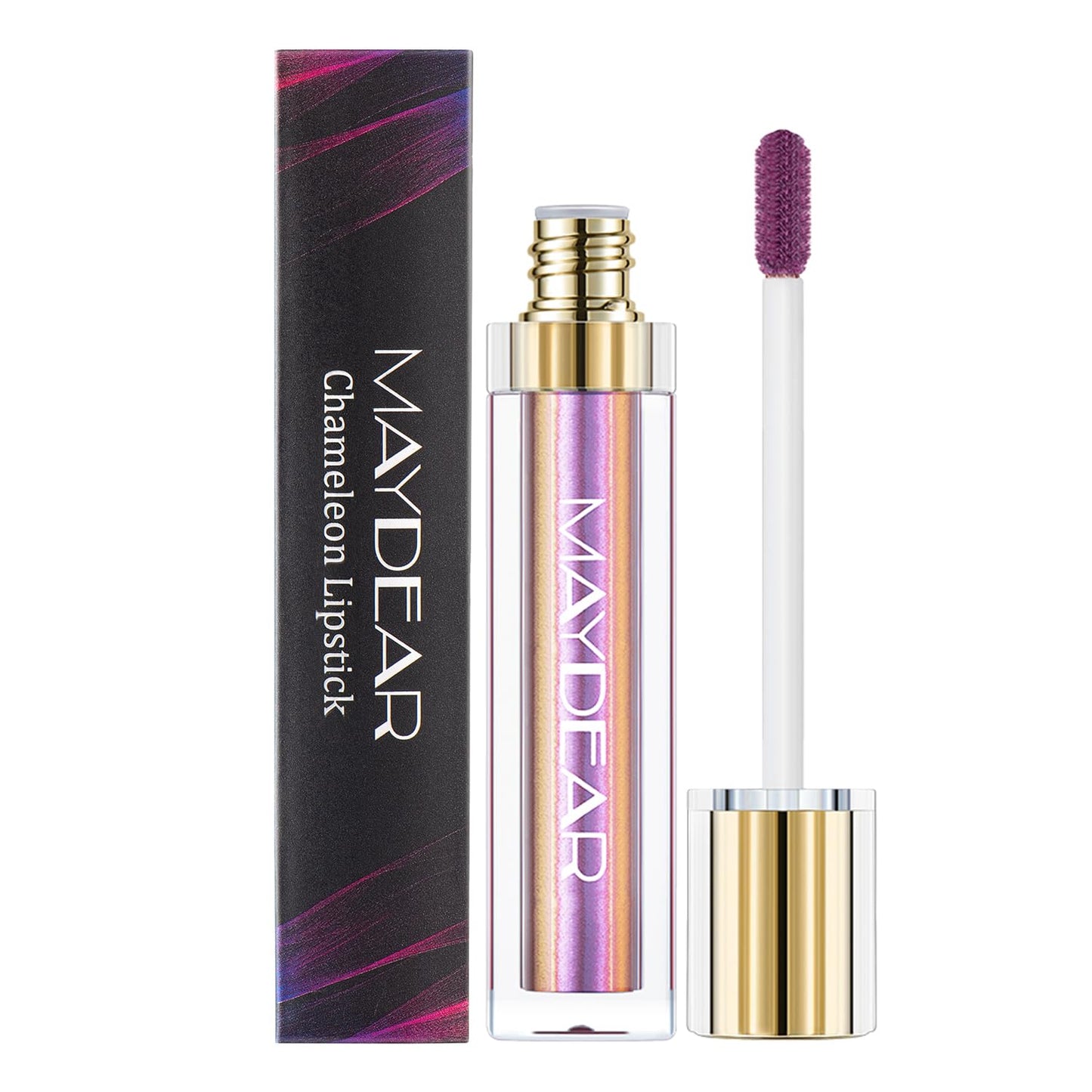 Maydear Chameleon Lipstick – Metallic Multichrome Lipstick, Long-Lasting, Fuchsia Green (08)