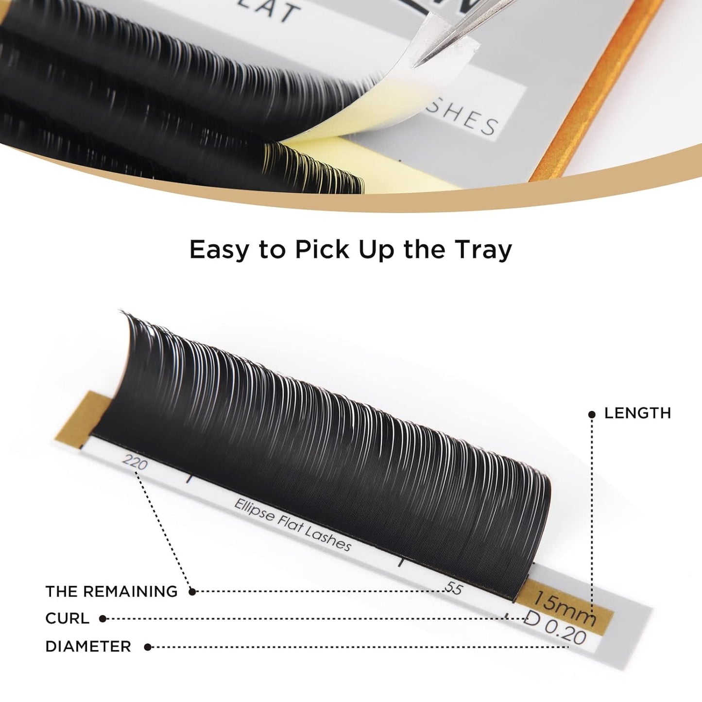 LASHVIEW Eyelash Extension,Ellipse Flat Eyelash Extensions,Individual Lashes,0.15mm C Curl 10mm,Lash Extension,Semi-Permanent,Extremely Light & Soft,Professional Salon Use.