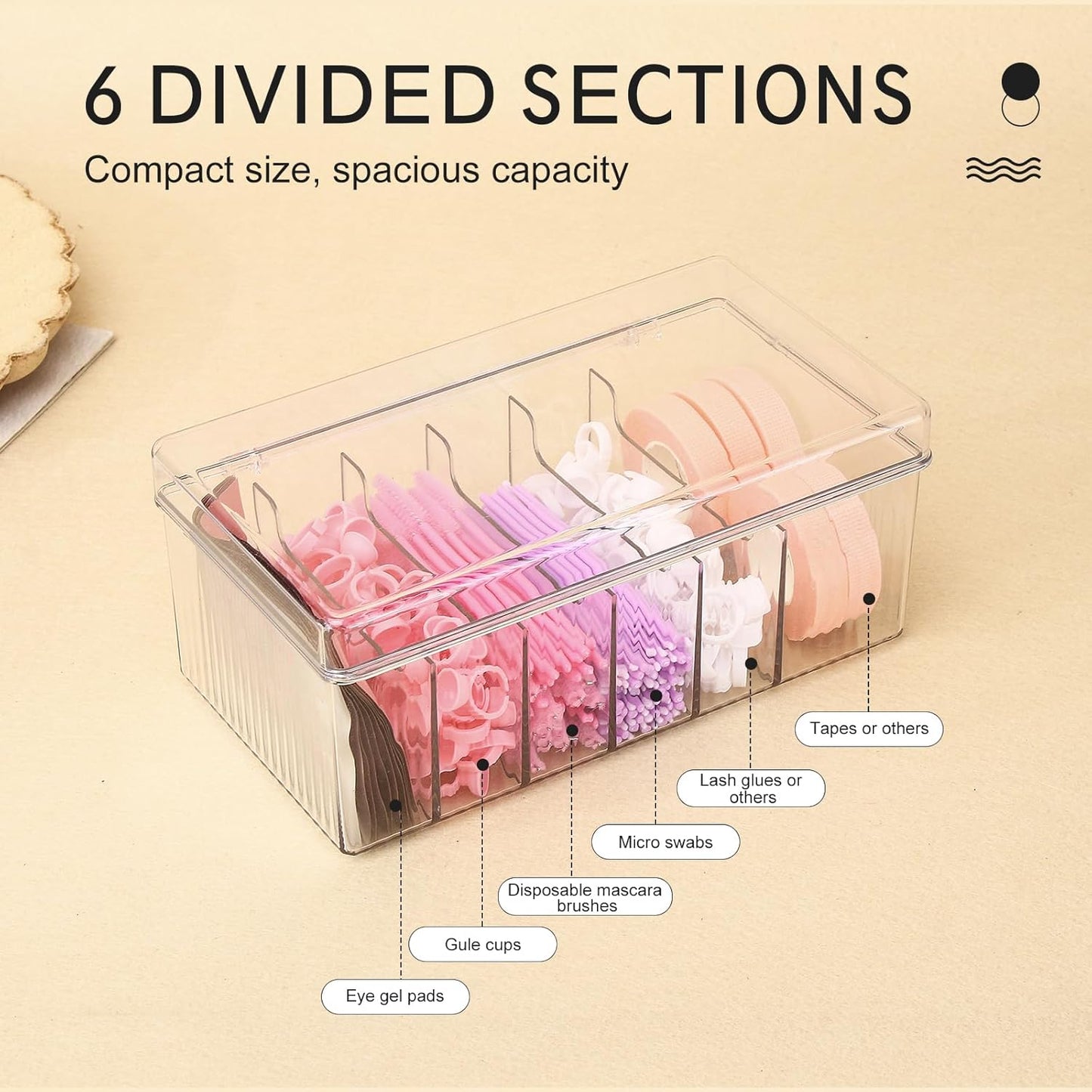 MoyRetty Acrylic Lash Extension Organizer, Large Capacity Eyelash Extension Supplies Storage Container Box, Neatly Store and Organize Your Lash Supplies (Clear)