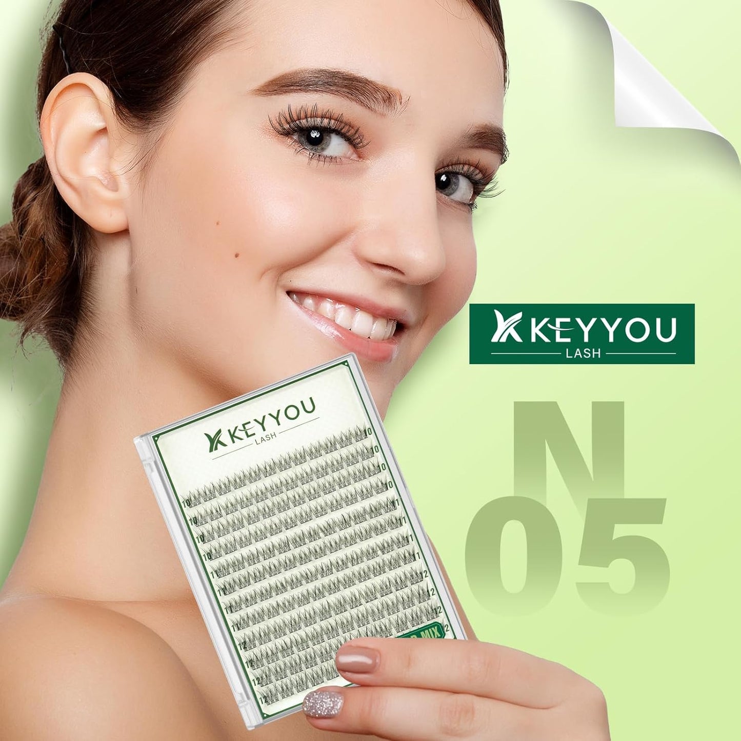 KEYYOU Natural Lash Clusters Wispy Eyelash Clusters 144 pcs Cluster Eyelash Extensions D Curl Individual Lashes 10-12MIX Mix Length Light and Natural Lashes Look with Thin Lash Band(N05-D-10-12MIX)
