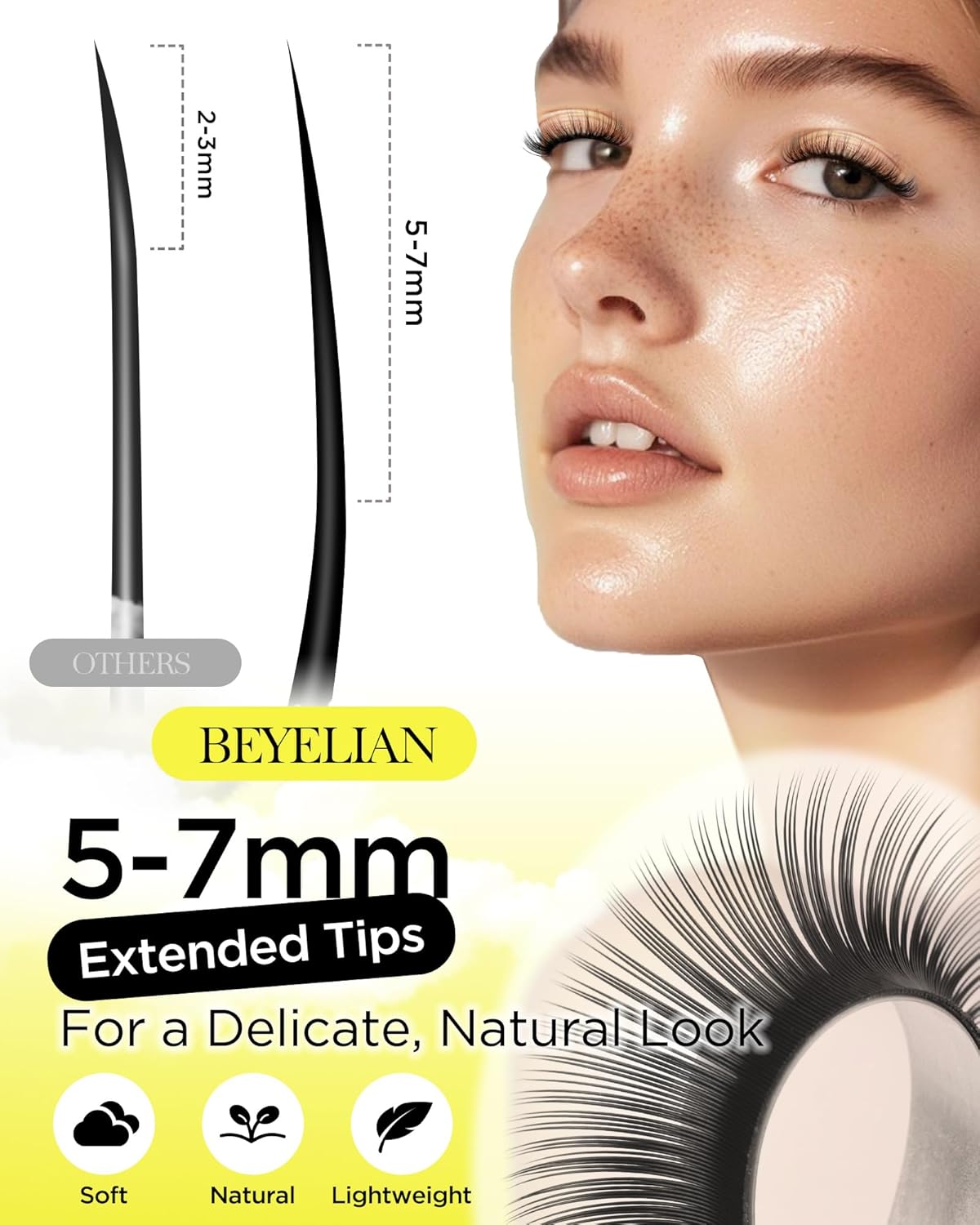 BEYELIAN Eyelash Extension Natural Matte Black 0.05 D Curl 11mm Tray Easy Fan Lash Extensions Volume Lashes 100°/212°F High Temperature Resistant Classic Professional Use(0.05 D 11mm)