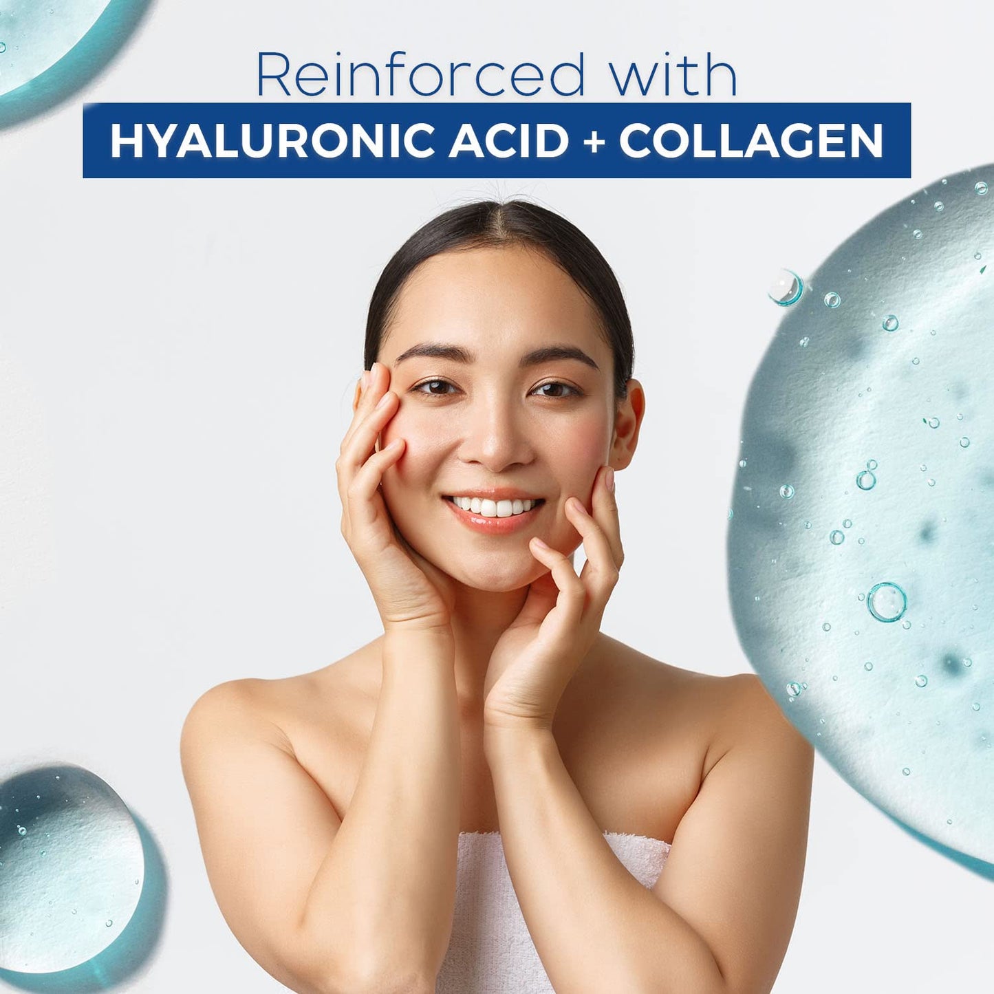 Hyaluronic & Collagen Under Eye Patches - Reduces Eye Bags, Puffiness, Crow's Feet & Wrinkles Ultra Hydrating Under Eye Pads - Cruelty Free Korean Skin Care - All Skin Types - 5 Pairs