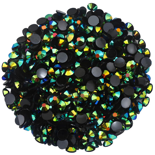4500 Pcs SS12 3mm AB Flatback Rhinestones for Nails Art Crafts Glitter Round Shine Gems Crystals DIY Clothes Shoes （Black-Bottom Dark Green AB）