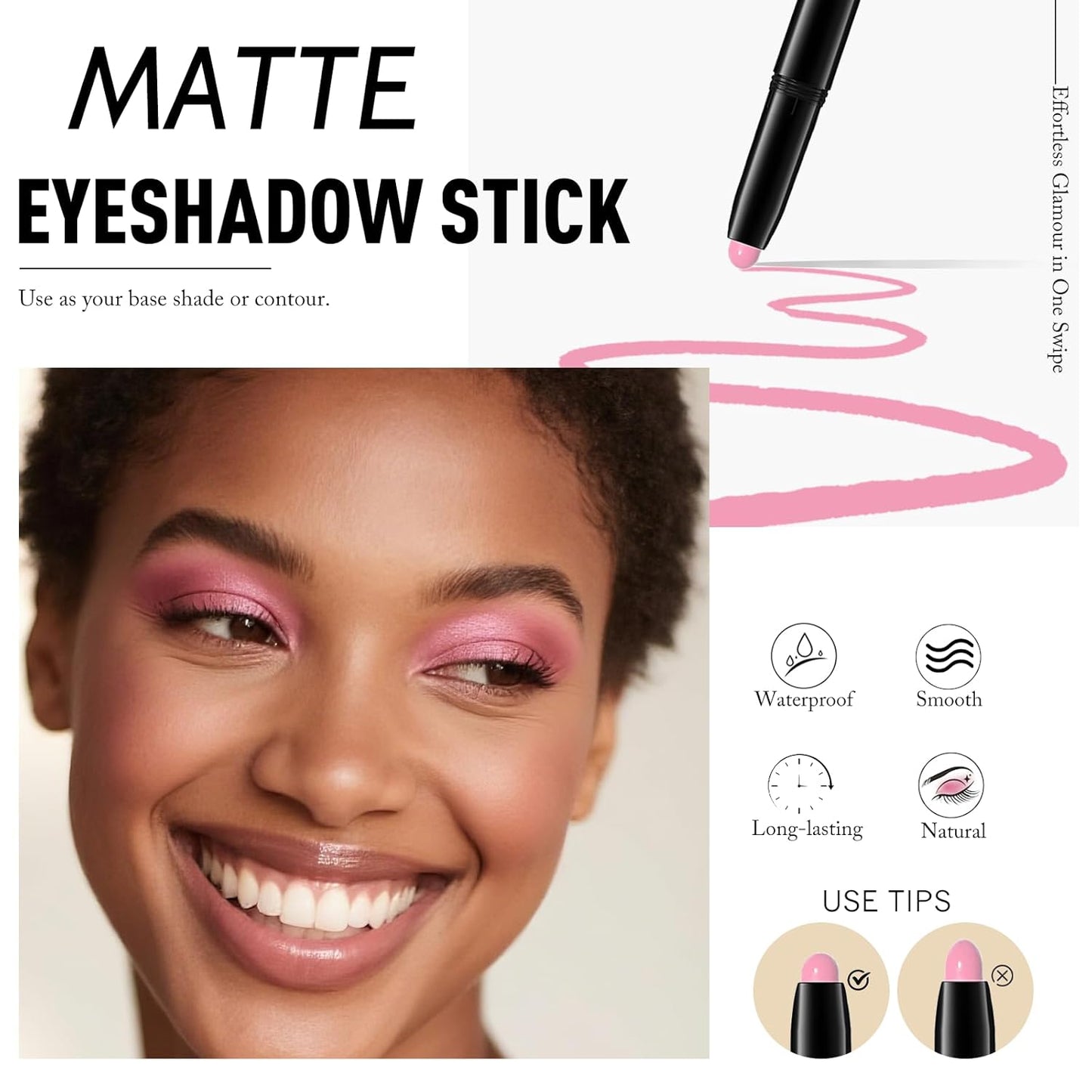 Eyeshadow Stick Matte Eye Shadow Pencil Cream to Powder Eye Brightener Crayon Long-Lasting Crease-Proof Neutral Eyeshadow Buildable & Blendable High Pigmented Eye Liner Makeup for Women, 5 PINK