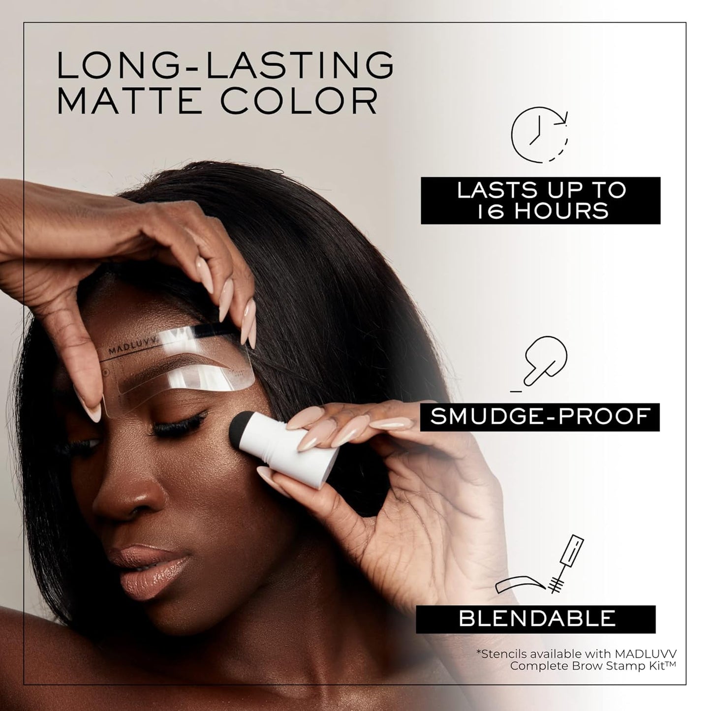 MADLUVV Brow Stamp Refill* - Color Stamp for Brows & Root Touch Up for Women & Men, Instantly Conceal Hair Loss, Grey Hair, Thinning Hair with Stain-Proof/Smudge-Proof Powder Formula (Dark Brown)