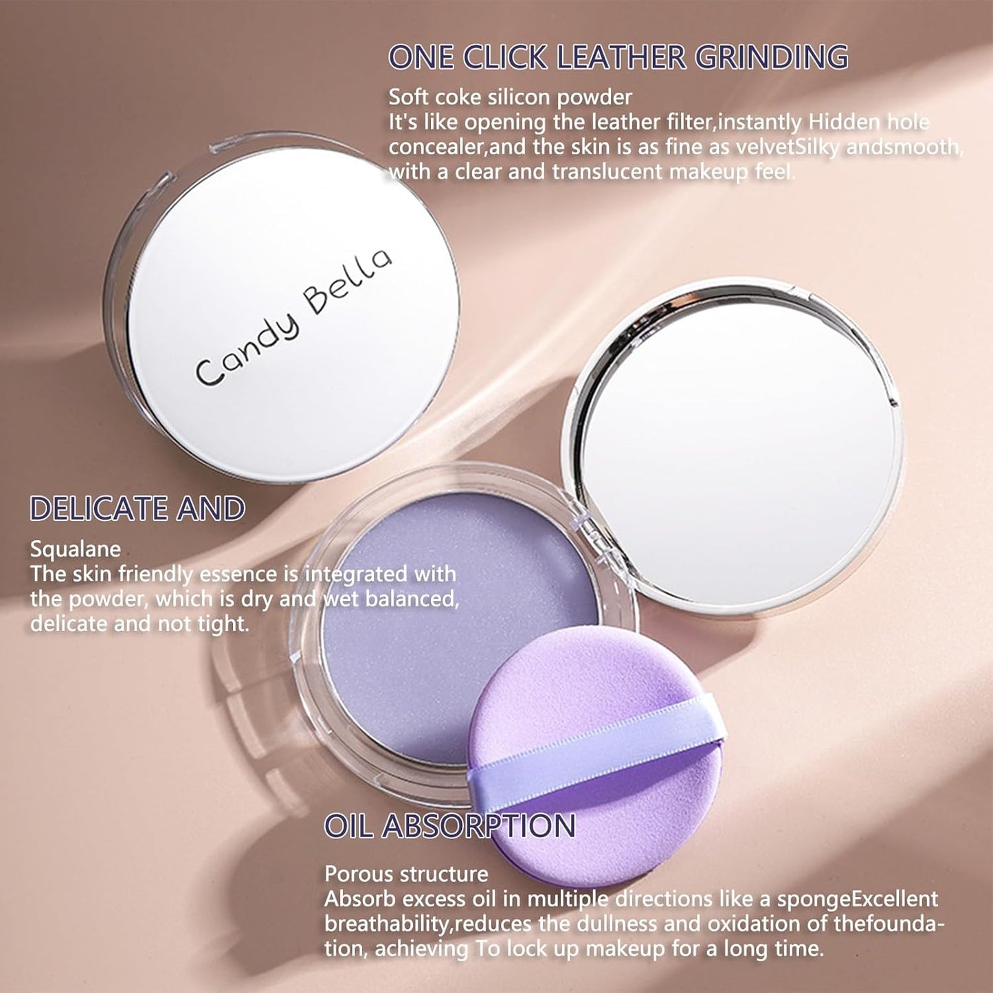 Chillab Lavender Matte Powder,Matte Oil Control Face Pressed Powder,Face Setting Powder with Mini Powder Puff for Silky Flawless Long-Lasting Lightweight Skin-friendly Face Cosmetics (Lavender)