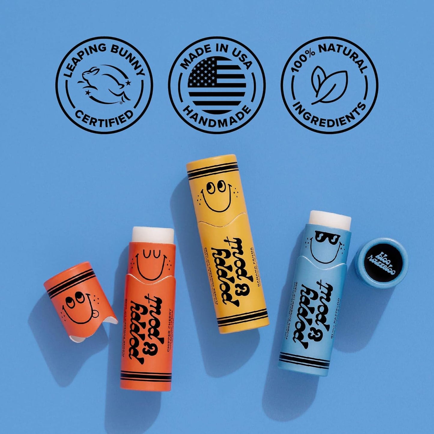 Poppy & Pout Kids Jumbo Lip Balm | All Natural Lip Balms & Moisturizers | Hydrates with Beeswax, Vitamin E, Organic Coconut Oil | Cruelty-Free | Lip Balm in Recyclable Cardboard Tube (Bloo Razzeloo)