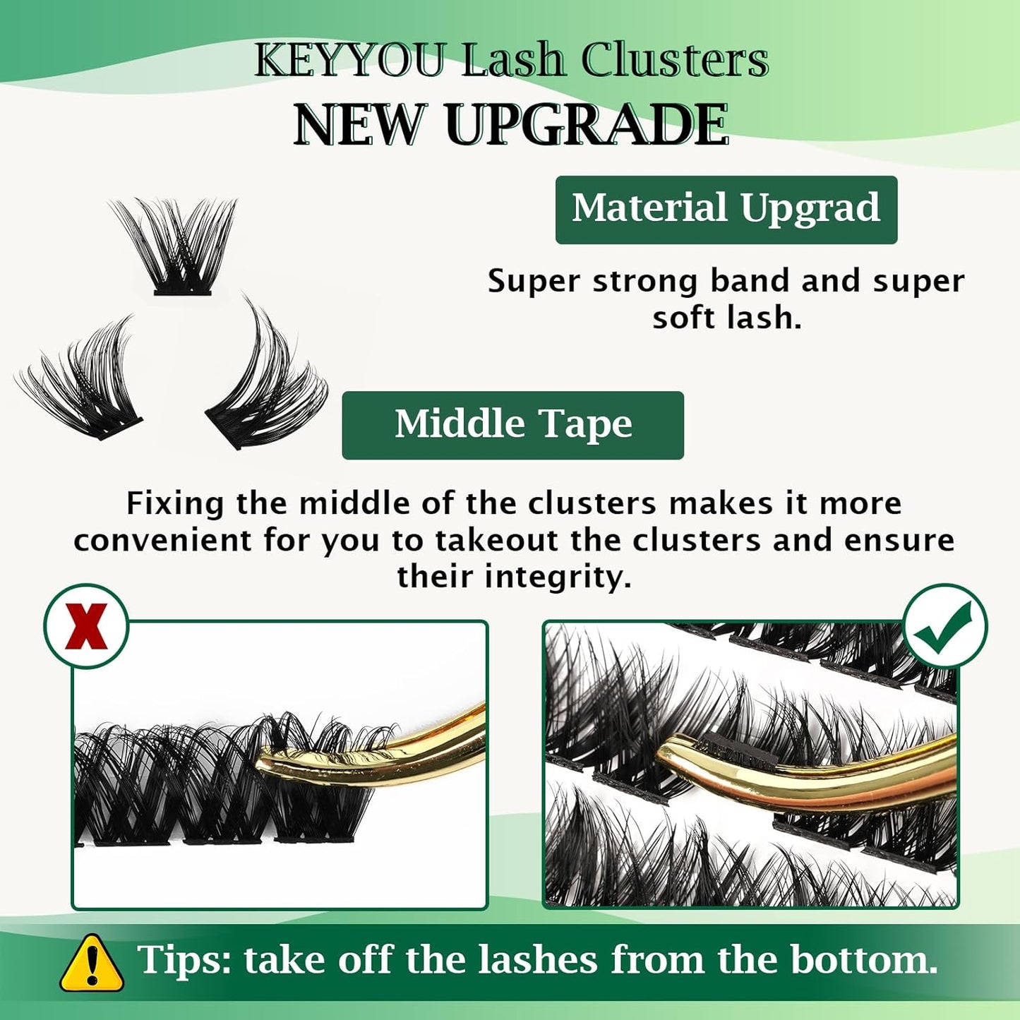 Lash Clusters,96 Pcs Cluster Lashes D Curl 10mm DIY Lash Extensions Eyelash Clusters,KEYYOU Volume Wispy Individual Lashes Soft&Comfortable Easy DIY at Home(Y07,D-10mm)