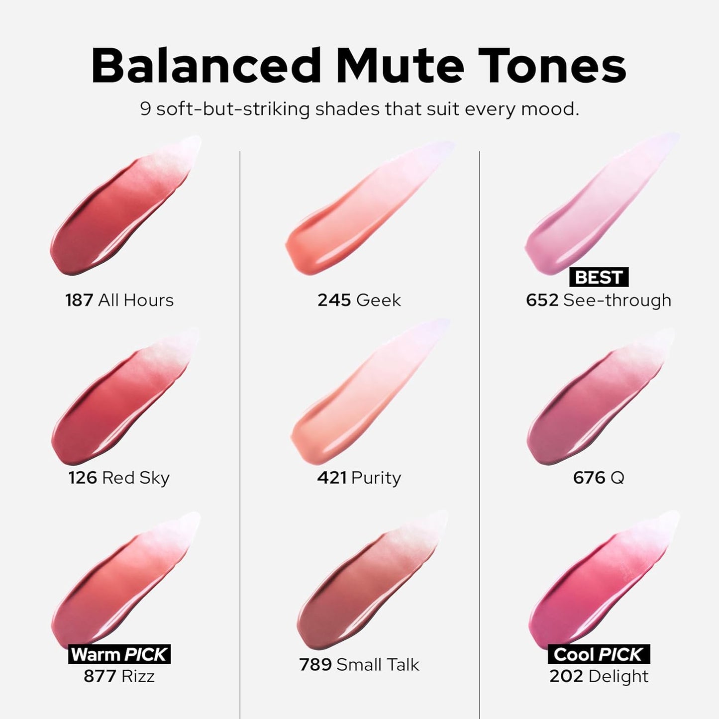 Unseen Balloon Tint, 6 Colors Set for All Skin Types. Buildable Color, Long Lasting Glossy Lip Stains, Lightweight Lip Gloss Make up (ALL HOURS, 1 Oz)