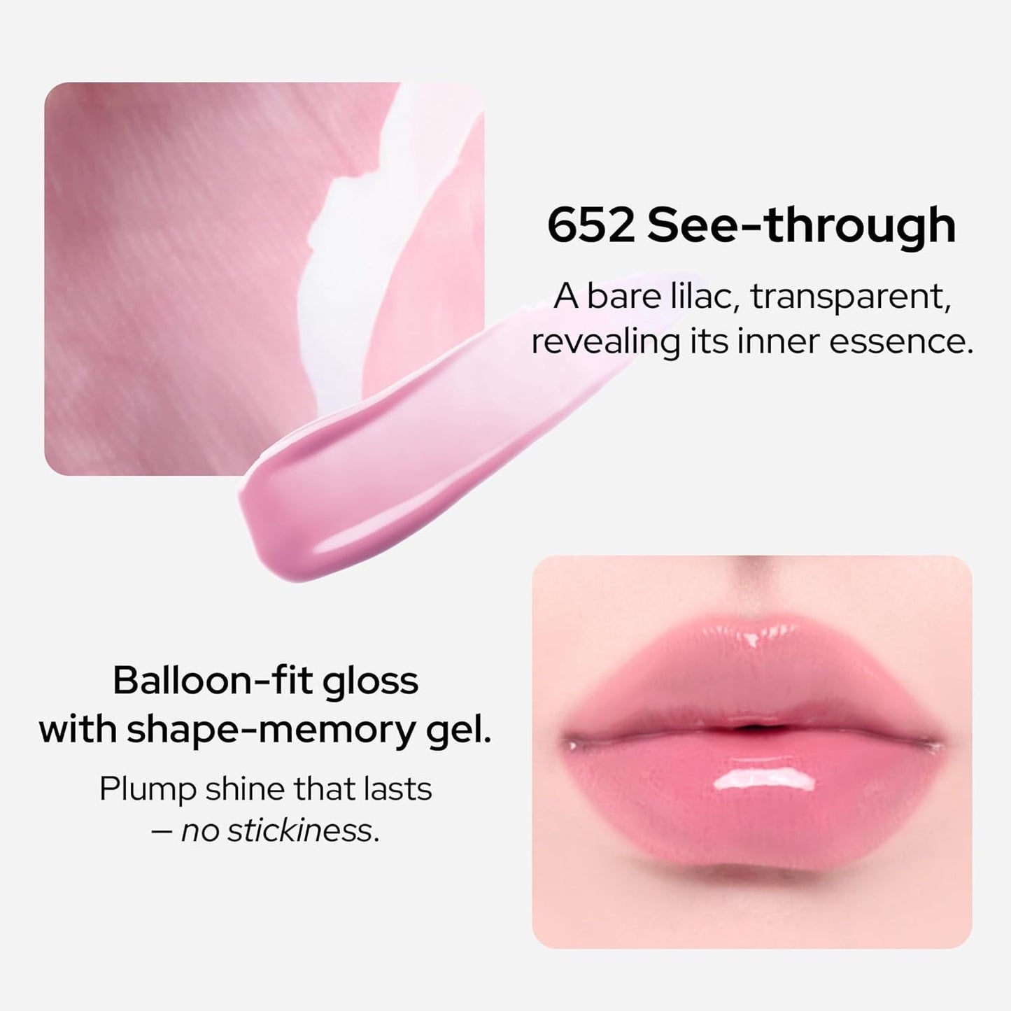 Unseen Balloon Tint, 6 Colors Set for All Skin Types. Buildable Color, Long Lasting Glossy Lip Stains, Lightweight Lip Gloss Make up 652-See-Through
