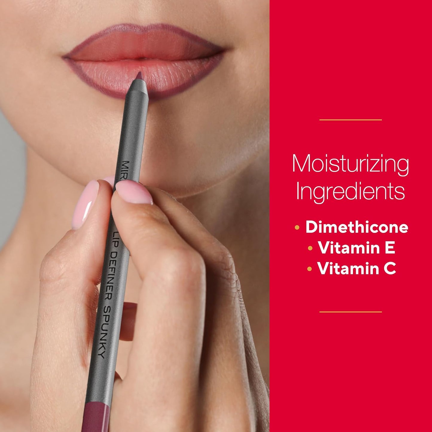 Mirabella Line & Define Lip Definer Lip Pencil, Smoothing & Moisturizing Retractable Lip Liner with Long-Lasting & Ultra-Creamy Formula, Antioxidants Vitamin C & E, & Built-In Sharpener - Sassy