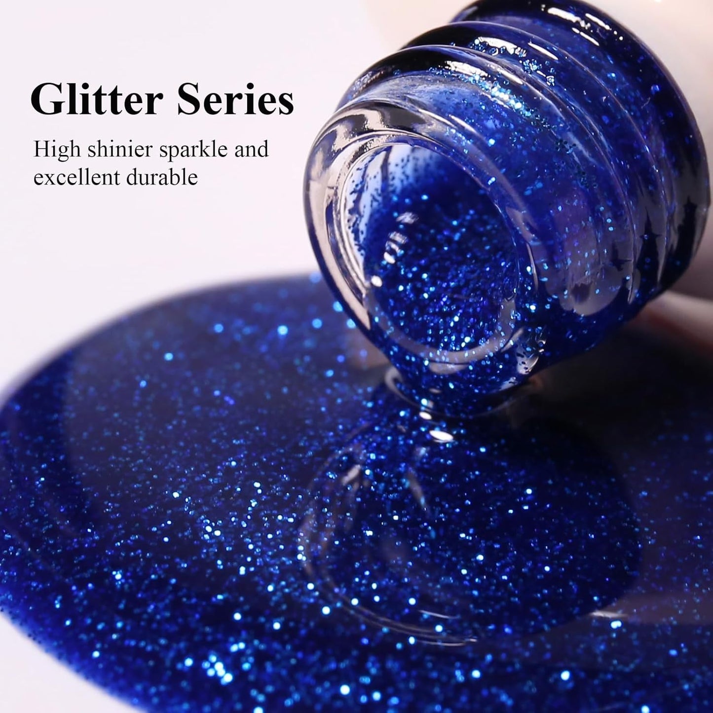 Imtiti Glitter Gel Nail Polish, Navy Blue Iridescent Glitter Gel Polish Diamond Shimmer Sparkle Soak Off UV LED Nail Gel Polish Autumn Winter Gel Polish Manicure Gel Nail Kit 10ML