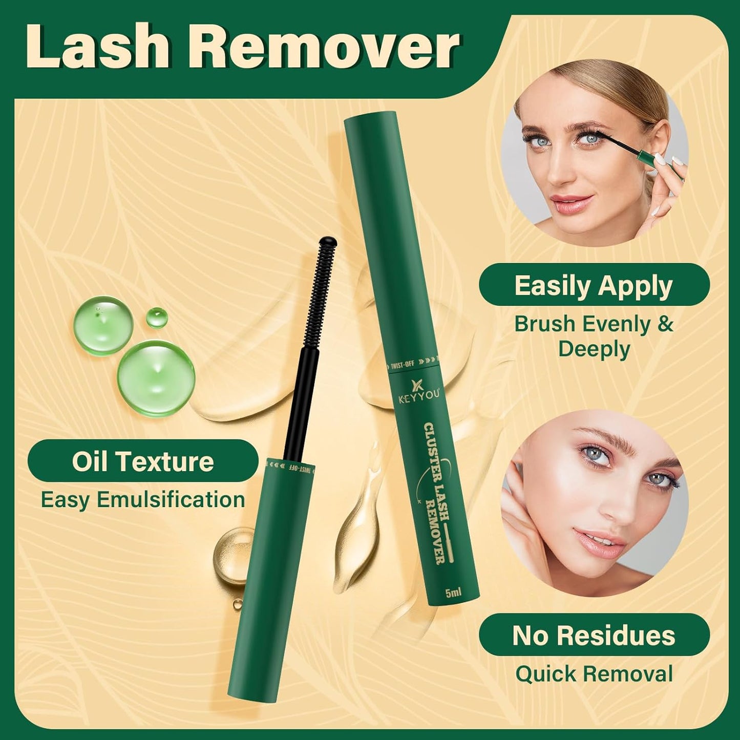 KEYYOU DIY Lash Extension Kit 300pcs 80D D Curl Soft Lash Clusters Easy to Apply with Lash Bond and Seal Applicator and Remover Eyelash Extension Kit at Home(RMkit-80D-D-9-18mix)