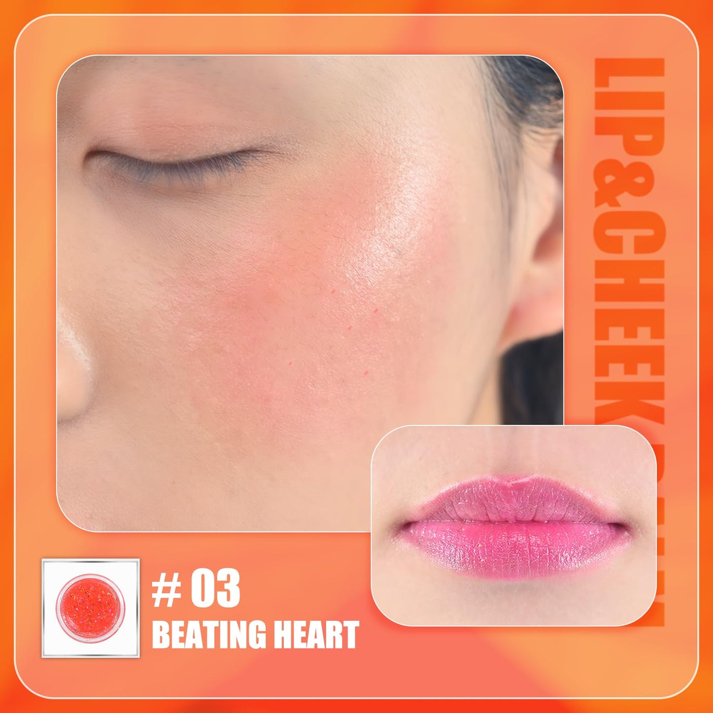 CHARMACY Magic Color Lip & Cheek Balm, PH Color Changing Blusher for Cheeks, Long Lasting Moisturizing Multi Use cream Waterproof Blush Makeup, BEATING HEART (#03)