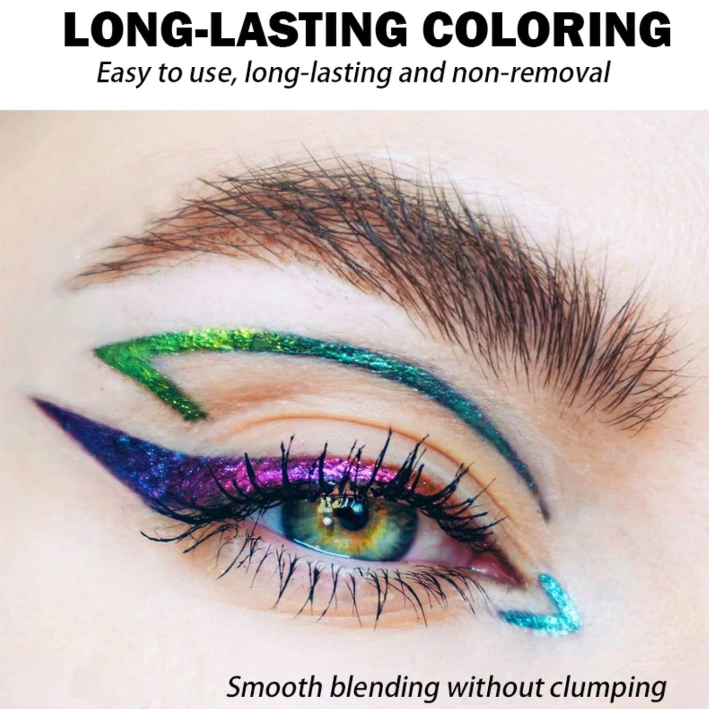 Corleone Glitter Liquid Eyeliner, Metallic Change Color Rainbow Eyeliner Gel MultiColor Highly Pigmented Waterproof Longer-Lasting Colorful Eye Liner Gift Kit for Women and Girls