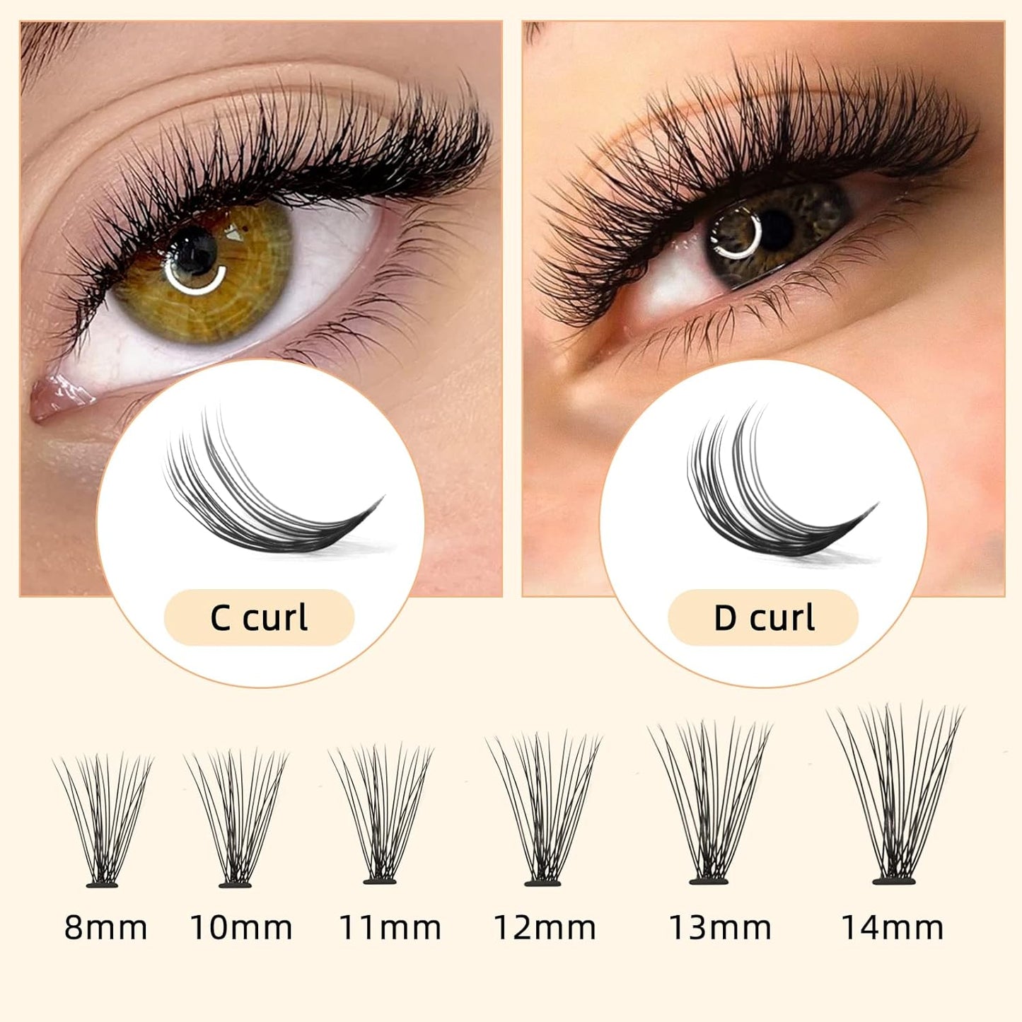 QUEWEL Lash Clusters 240Pcs Cluster Lashes 20D 0.07C Curl 10mm Individual Lashes Soft&Comfortable DIY Eyelash Extension at Home(20D 0.07C 10)