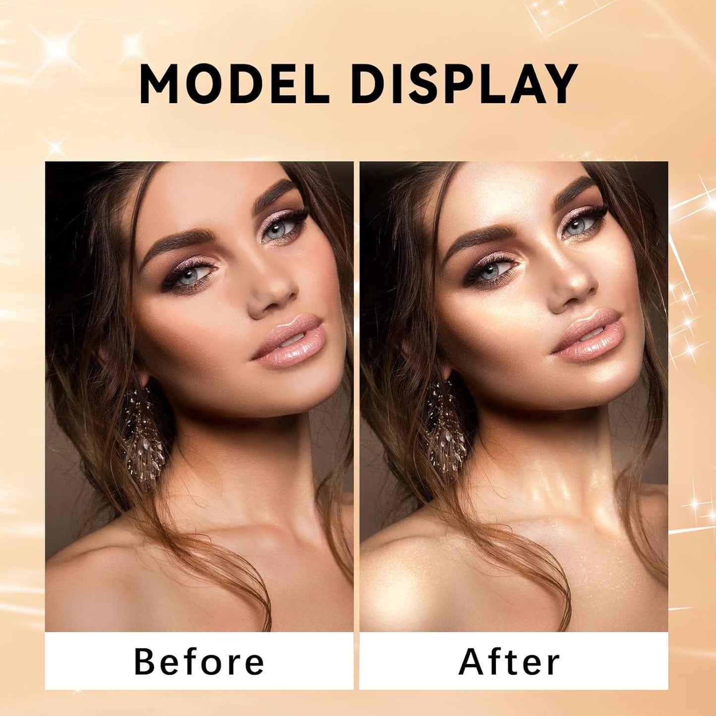 Polvo De Hadas Body Highlighter Powder, Face Brightening Shimmer Body Glitter Contour Patting Powder, Sparkling Blush Highlighter Powder for Face Eyes Body Glow Makeup, B# Golden Brown