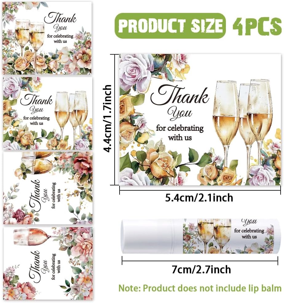 OLYCRAFT 100Pcs Self-Adhesive Lip Balm Tag Sticker 1.7~2.1x1.7~2.1 Inch Waterproof Adhesive Label with Champagne Pattern Lipstick Tag Sticker for Lip Balm Container Tubes Lipstick Wrapping Decoration