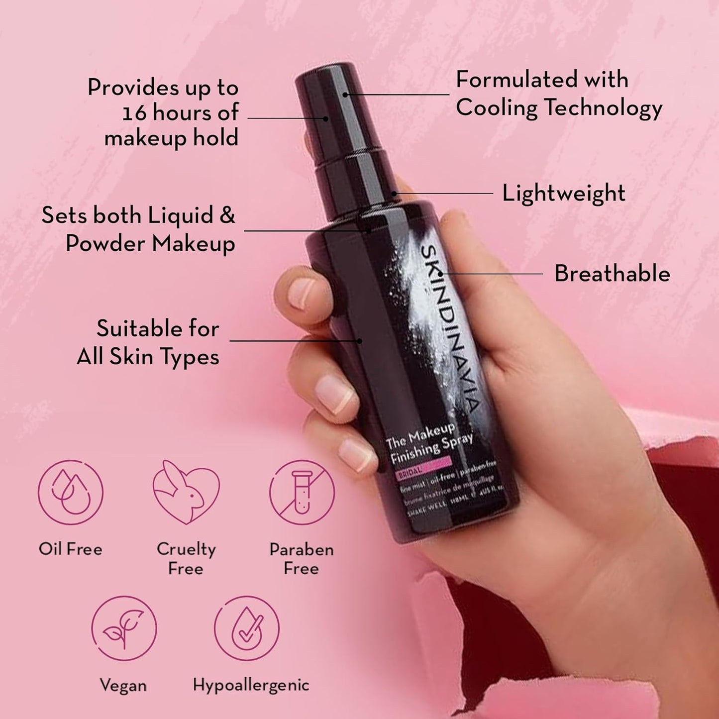 Skindinavia The Makeup Finishing Spray, Oil Control Makeup Setting Spray, All-Day Wear, Long-Lasting Up to 16+ Hours, Heat-Resistant & Waterproof, Fine Mist, 8.0 Oz