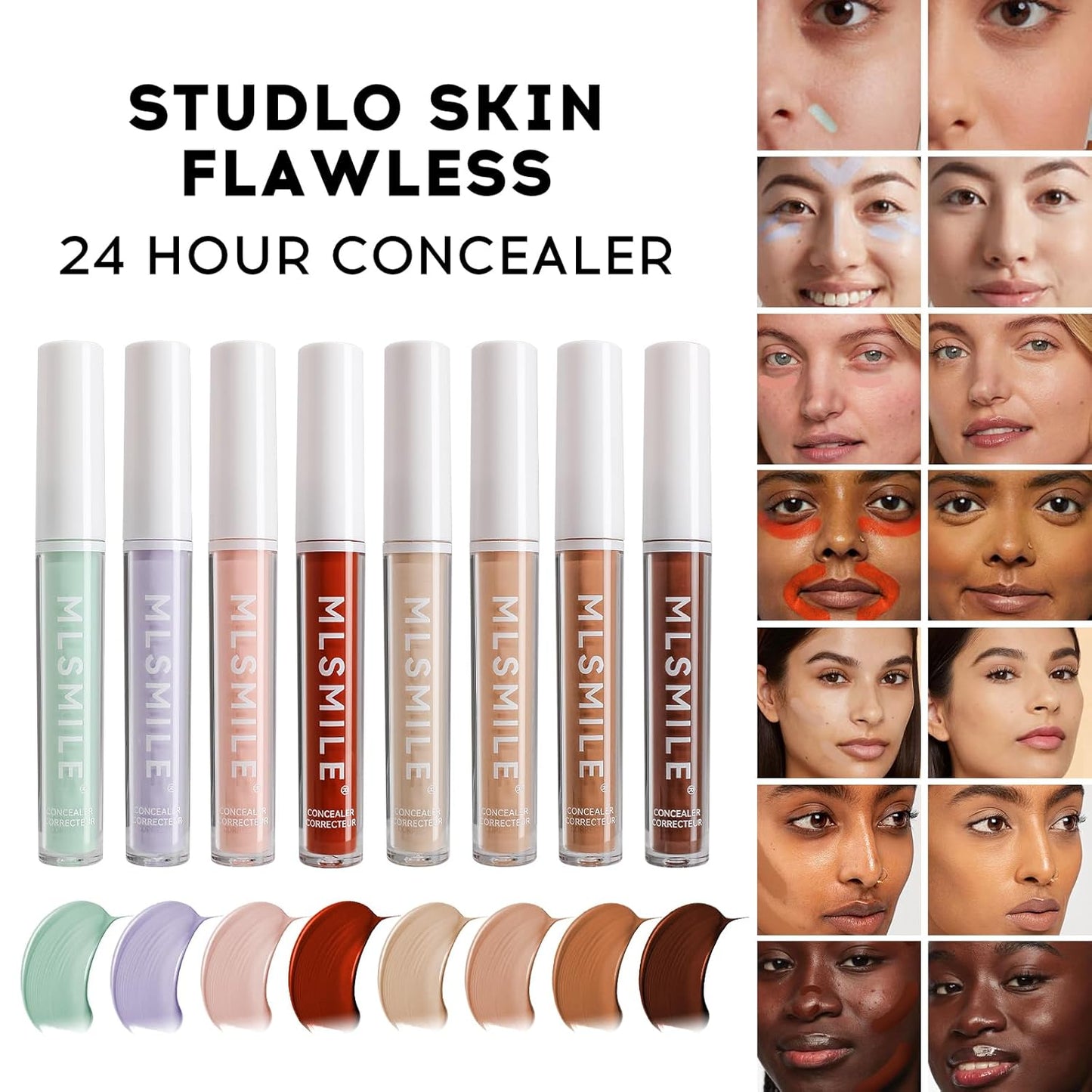 Color Liquid Conceal Contour Foundation, Waterproof 8 Colors Cream Lightweight Liquid Concealer Contour Makeup for Concealing Blemishes, Brighten Dark Circles, Improves Uneven Skin Tone, 08
