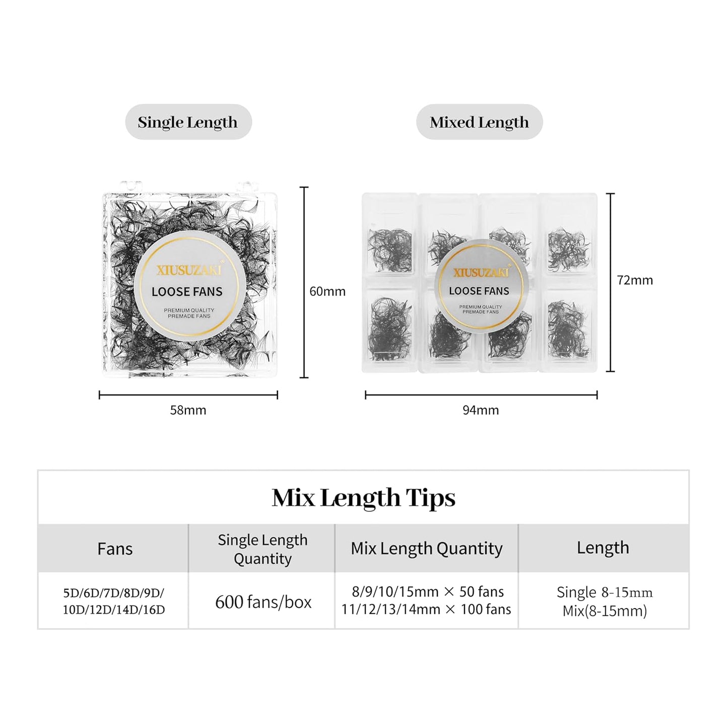 Premade Fans Eyelash Extensions 600 Fans 16D Volume Lash Extensions 0.03 Thickness Soft Fluffy Black False Eyelash