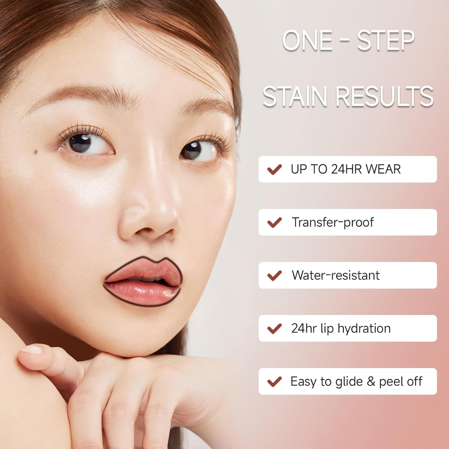 KISSIO Lip Stain Set,Peel Off Lip Liner Stain and Lip Care Oil,Transfer Proof,Long Lasting and Waterproof Lip Tint,Matte Finish,Lip Combo,02 Gray pink