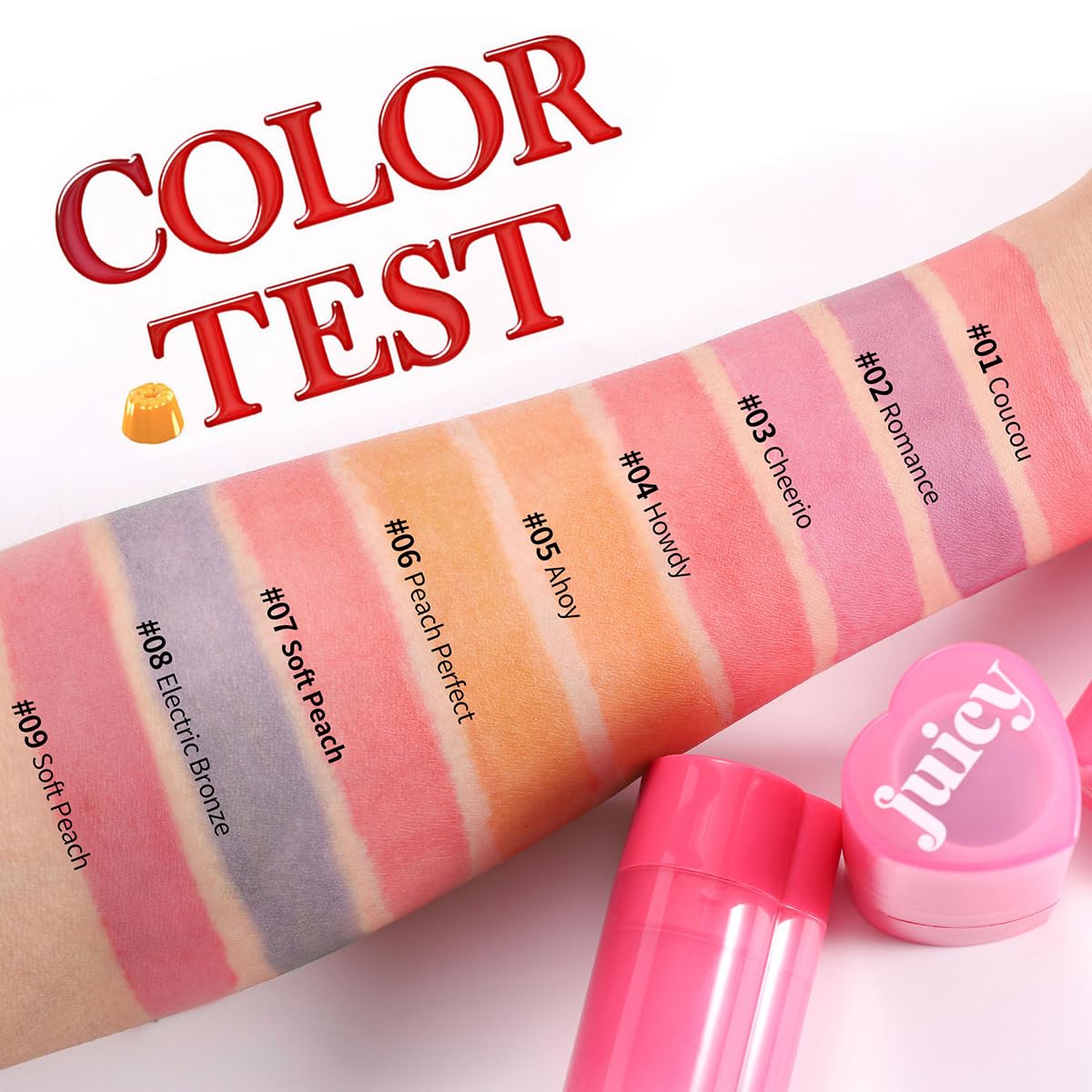 Cooling Water Jelly Tint Stick，Multi-Use Juicy Love Blush, 3-In-1cheek Blush & Eyeshadow & Lip Tinted Long-Lasting Moisture Stick，Bouncy Jelly Texture，Creates A Moist Watercolor Effect (#03, 0.32oz)