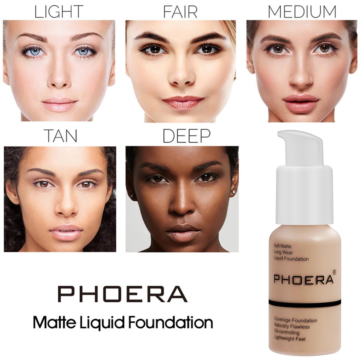 PHOERA Foundation Full Coverage,PHOERA Concealer Lightweight Full Coverage,PHOERA Makeup Long Lasting Wrinkles Matte Natural Finish for a Flawless Complexion(102 Nude+102#NEUTRAL)