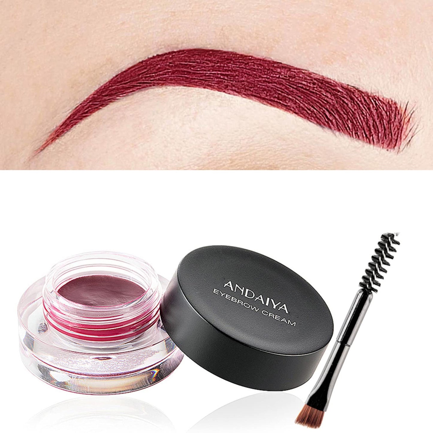 MAEPEOR 12 Colors Eyebrow Pomade Full-pigmented Long Lasting Waterproof Cream Gel Filling & Shaping Tinted Eyebrows Enhancers with Brush for Daily or Cosplay (09 Wine)