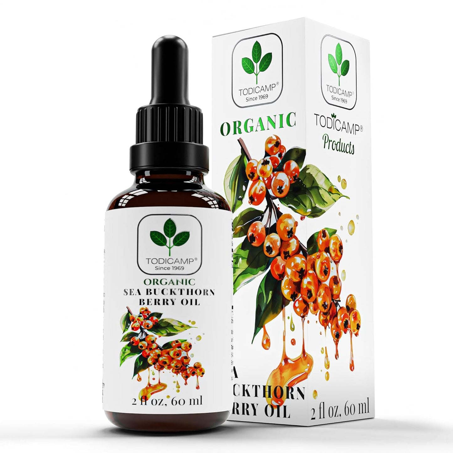 Sea Buckthorn Oil Organic - 2 fl oz Cold-Pressed Sea Buckthorn Berry Oil - Seabuckthorn Oil for Face and Organic Sea Buckthorn Oil Supplement