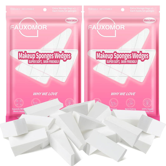 216 Pcs New Makeup Sponges Wedges for Face Foundation, Latex-Free Triangle Cosmetic Make Up Sponge for Flawless Application and Blending, Beauty Blender for All Skin Types with Four Pouches