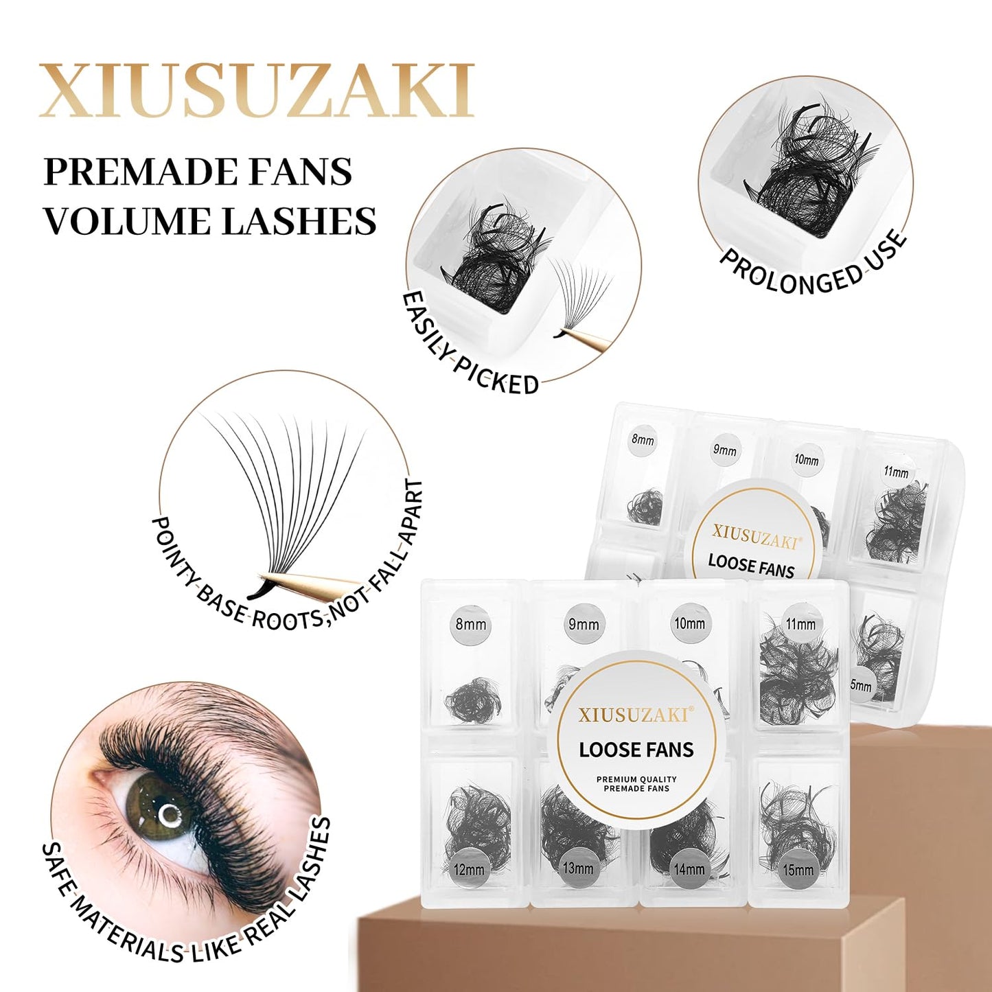 Premade Fans Eyelash Extensions 600 Fans 12D Volume Lash Extensions 0.07 Thickness Eyelash Extension C Curl Premade Lash Fans Mix 8-15mm Fluffy Soft Handmade Loose Fan(600Fans-12D-0.07-C,8-15mm)