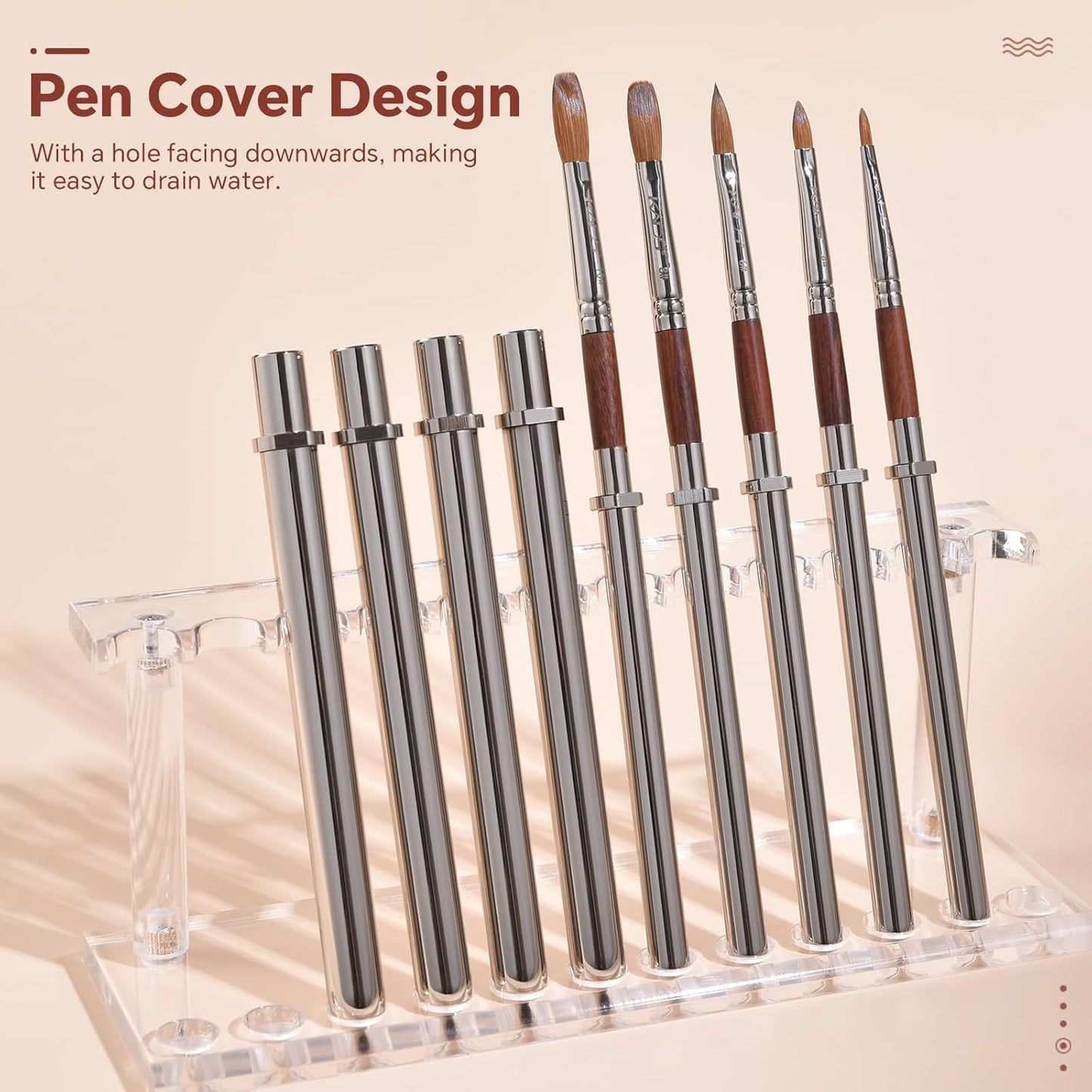 KADS Acrylic Nail Brush with Penholder Nail Brush for Acrylic Application-Oval Shaped Powder Nail Design Tools for Professional Manicure DIY Home Salon (8#)