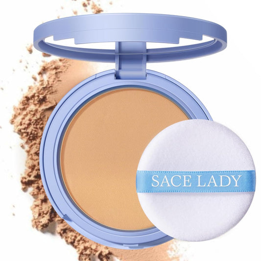 SACE LADY Face Pressed Powder Sets Makeup, Controls Shine, Smooth Fine Lines for Flawless Lightweight Finishing Effect, Long Lasting Compact Cosmetics Cruelty-free, 0.35oz (#03)
