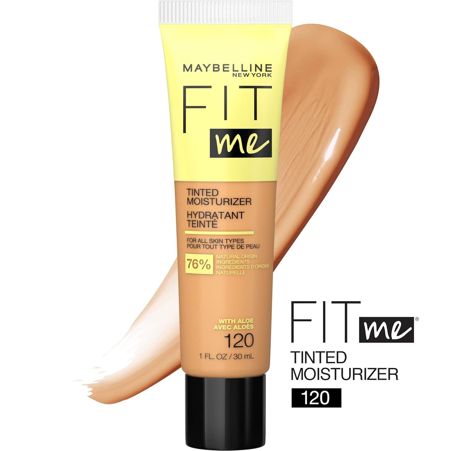 Maybelline Fit Me Tinted Moisturizer, Natural Coverage, Face Makeup, 120, 1 Count