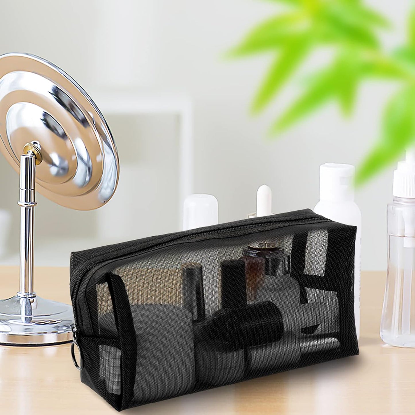 20 Pieces Mesh pouch, Mesh Makeup Bag Portable Makeup Pouch Travel Toiletry Bag for Makeup Organizer Home Office Travel Accessories, Mesh Cosmetic Bag with Zipper