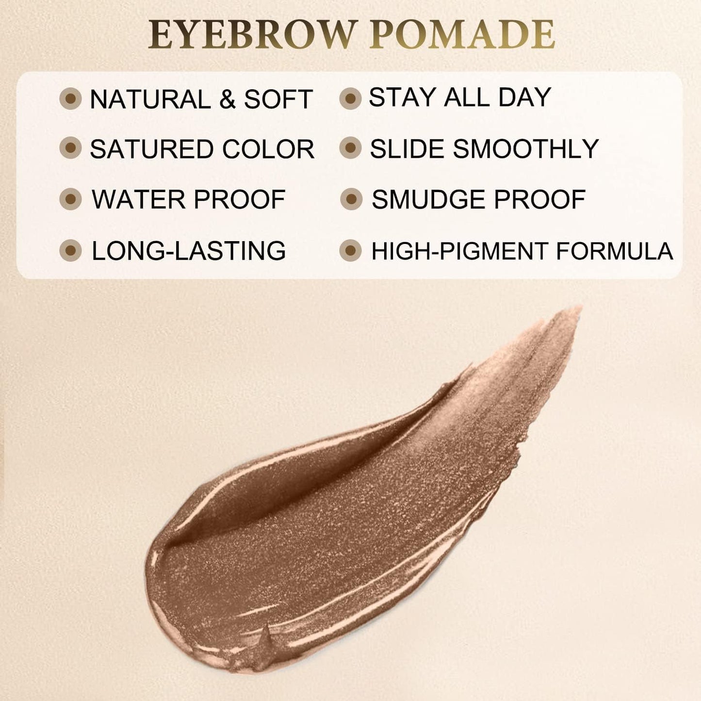 Eyebrow Pomade - Waterproof Brow Pomade for Long-lasting Results,Smudge Proof and Sweat Resistant Formula,Natural Eyebrow Makeup for All Skin Types and Tones - Light Brown